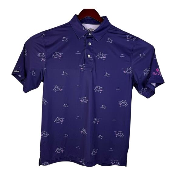 Straight Down Other - Straight Down Polo Shirt Men’s Medium Blue Dolphin Martini Golf Bear Dance
